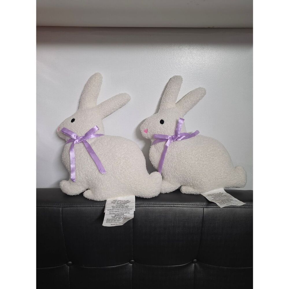 Lot of 2 Novelty Shaped Easter Bunny Throw Pillow lvory, NWT, Room Essentials